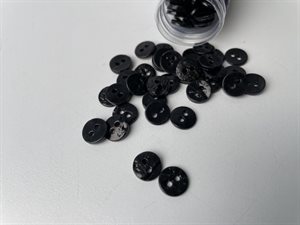 Skjorte knap - perlemor i sort, 9 mm, 20 stk